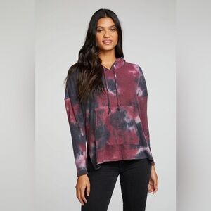 Chaser Recycled Love Rib Long Sleeve Drop Shoulder Slit Side Pullover Hoodie